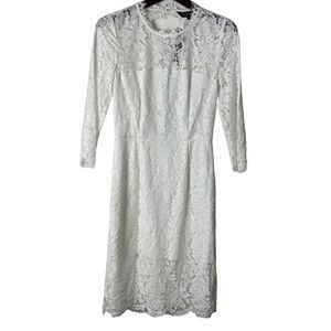 RACHEL ZOE White Lace Sheath Dress Size 4 Sheer Wedding Party Backless Floral